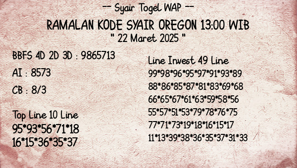 Prediksi Oregon 13:00 WIB